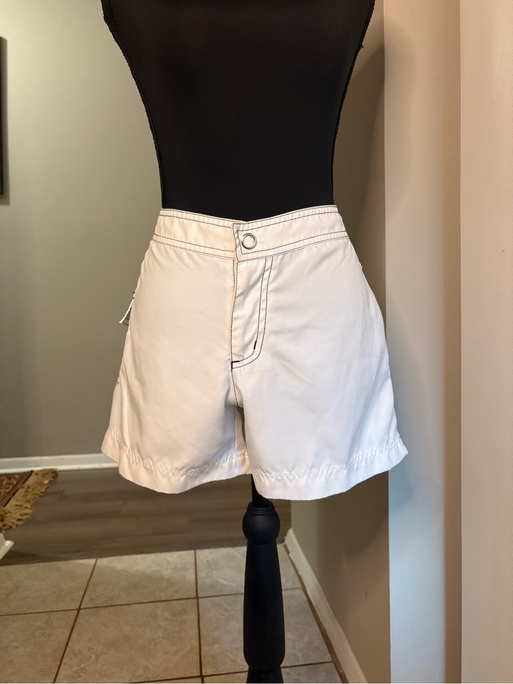 Catalina White Athletic Shorts with Contrast Stitching